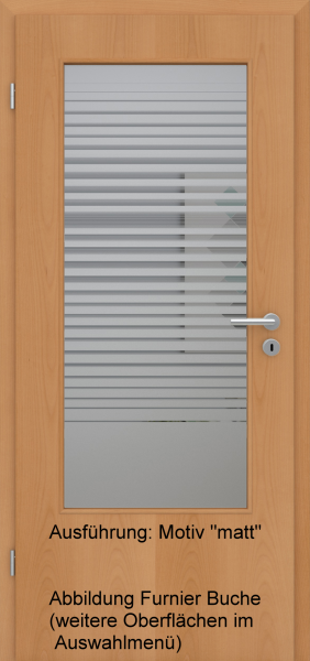 Tür Eckkante mit Glasmotiv Sand 80 auf grauem Glas