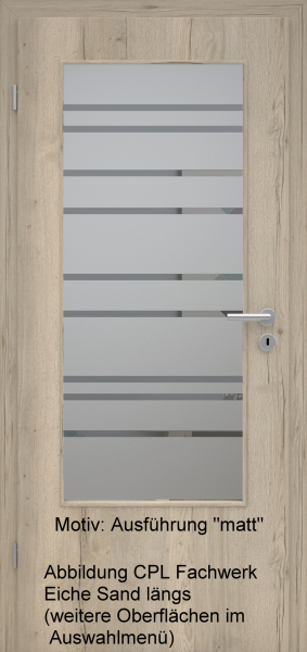 Tür mit Glasmotiv Sand 89 auf grauem Glas