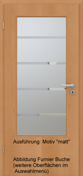 Tür Eckkante mit Glasmotiv Sand 48 auf weißem Glas