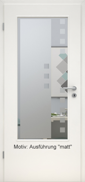 Tür mit Glasmotiv Sand 8 auf weißem Glas