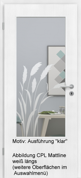 Tür mit Glasmotiv Sand 92 auf weißem Glas