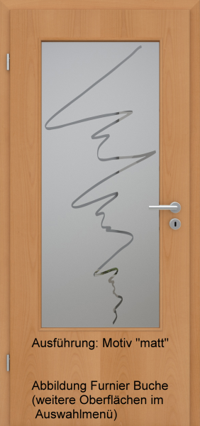 Tür Eckkante mit Glasmotiv Sand 36 auf grauem Glas