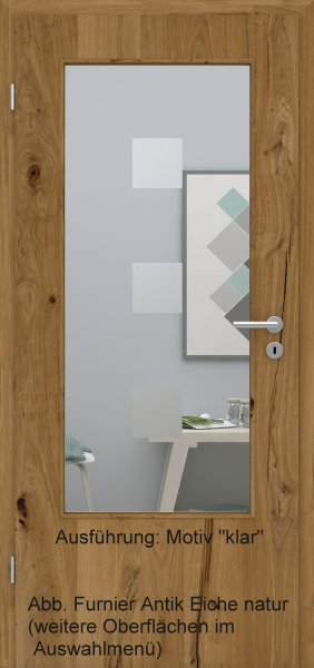 Tür Furnier ANTIK mit Glasmotiv Sand 1 auf weißem Glas