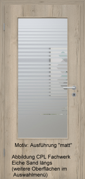 Tür mit Glasmotiv Sand 80 auf weißem Glas