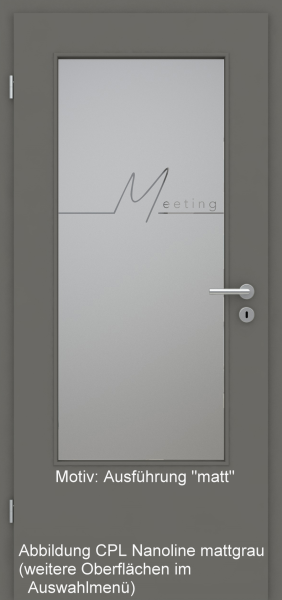 Tür mit Glasmotiv Sand 83 auf grauem Glas