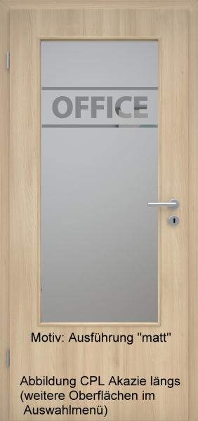 Tür mit Glasmotiv Sand 84 auf grauem Glas