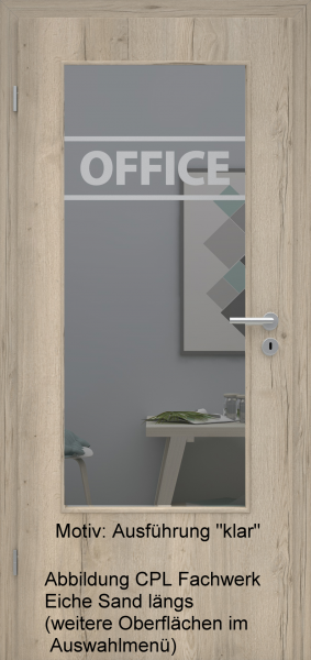 Tür mit Glasmotiv Sand 84 auf grauem Glas