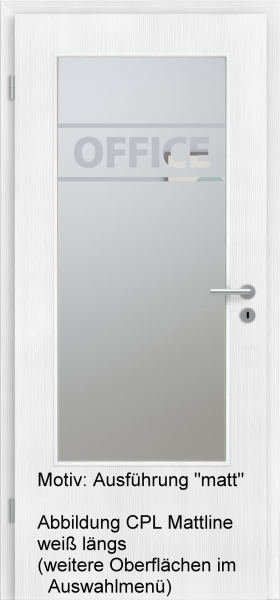 Tür mit Glasmotiv Sand 84 auf weißem Glas