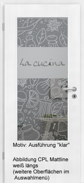 Tür mit Glasmotiv Sand 53 auf grauem Glas