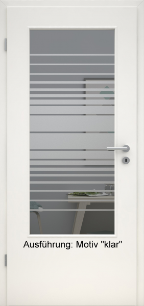 Tür mit Glasmotiv Sand 17 auf grauem Glas