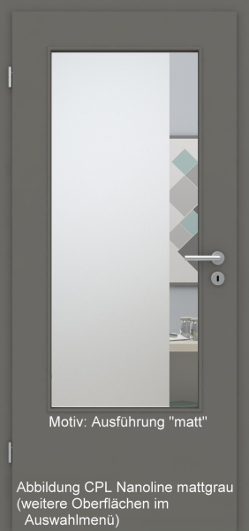 Tür mit Glasmotiv Sand 95 auf weißem Glas