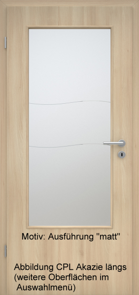 Tür mit Glasmotiv Sand 86 auf weißem Glas