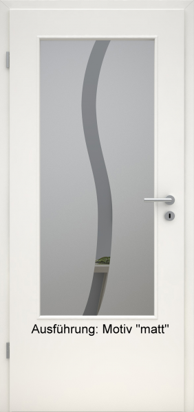 Tür mit Glasmotiv Sand 50 auf grauem Glas