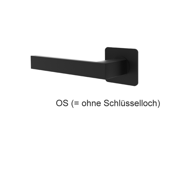 Türgriff RHODOS mattschwarz mit eckigen Flach-Rosetten
