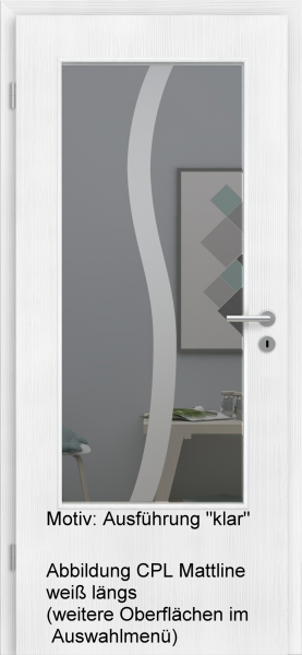 Tür mit Glasmotiv Sand 50 auf grauem Glas