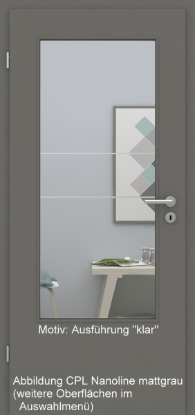 Tür mit Glasmotiv Sand 21 auf weißem Glas