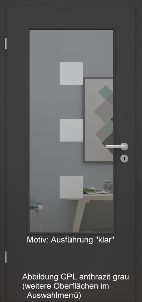 Tür mit Glasmotiv Sand 1 auf grauem Glas