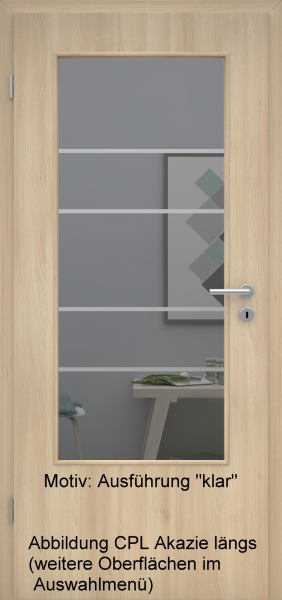 Tür mit Glasmotiv Sand 29 auf grauem Glas