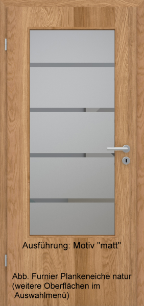 Tür Furnier PLANKENEICHE mit Glasmotiv Sand 48 auf grauem Glas