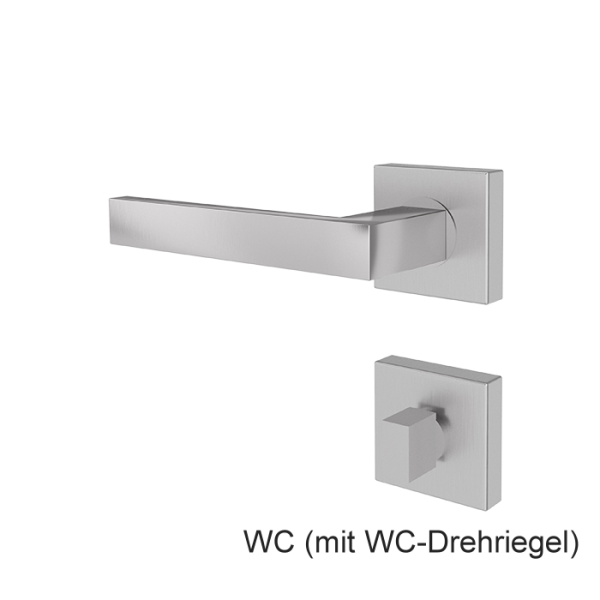 Türgriff RHODOS Edelstahl mit eckigen Rosetten