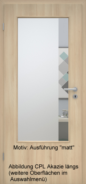 Tür mit Glasmotiv Sand 95 auf weißem Glas