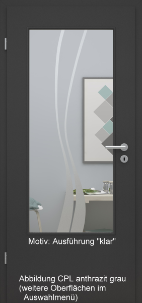 Tür mit Glasmotiv Sand 51 auf weißem Glas