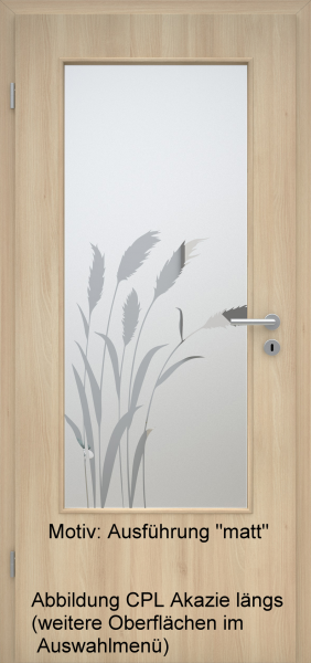 Tür mit Glasmotiv Sand 92 auf weißem Glas