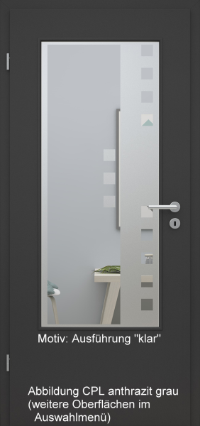 Tür mit Glasmotiv Sand 8 auf weißem Glas