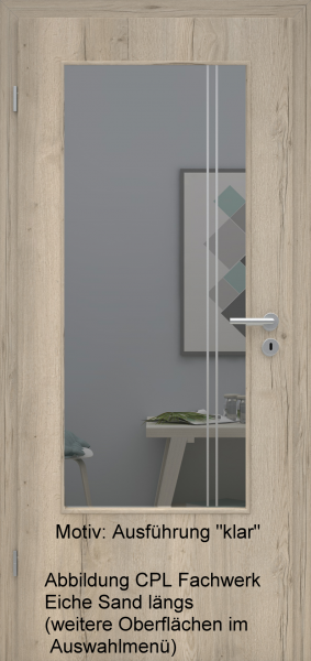 Tür mit Glasmotiv Sand 23 auf grauem Glas