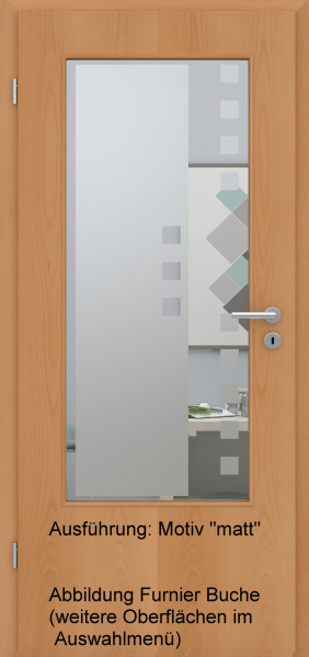 Tür Eckkante mit Glasmotiv Sand 8 auf weißem Glas