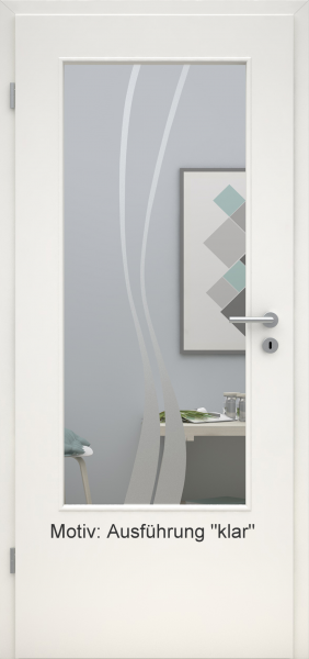 Tür mit Glasmotiv Sand 51 auf weißem Glas