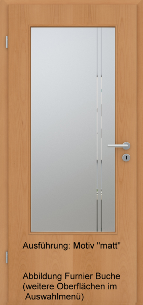 Tür Eckkante mit Glasmotiv Sand 23 auf weißem Glas