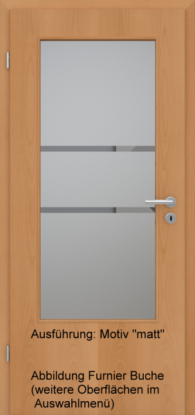 Tür Eckkante mit Glasmotiv Sand 41 auf grauem Glas