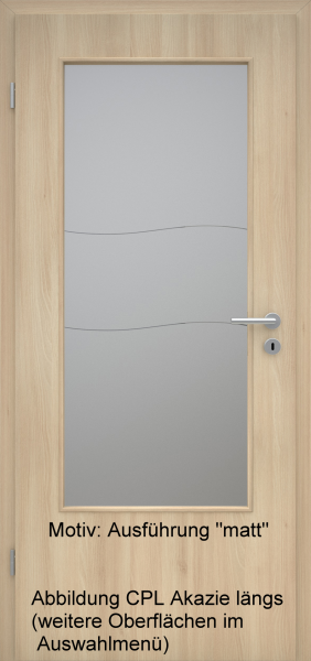 Tür mit Glasmotiv Sand 86 auf grauem Glas