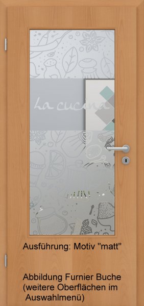 Tür Eckkante mit Glasmotiv Sand 53 auf weißem Glas