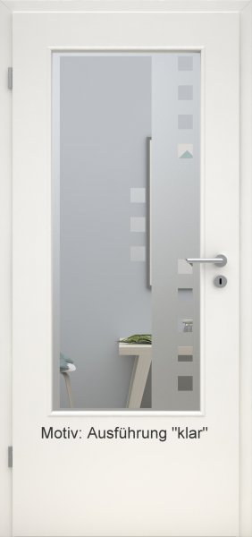 Tür mit Glasmotiv Sand 8 auf weißem Glas