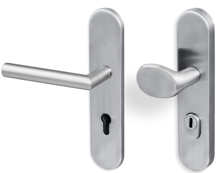 Schutzbeschlag BALTRUM Edelstahl / Langschild gerundet + Kernziehschutz