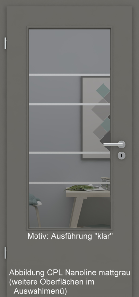 Tür mit Glasmotiv Sand 29 auf grauem Glas