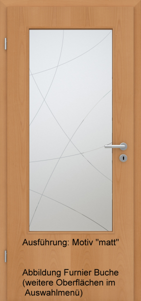 Tür Eckkante mit Glasmotiv Sand 90 auf weißem Glas