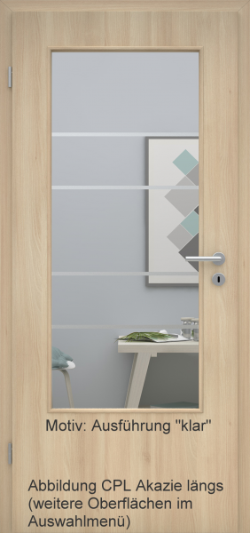 Tür mit Glasmotiv Sand 29 auf weißem Glas