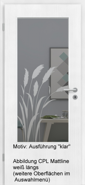 Tür mit Glasmotiv Sand 92 auf grauem Glas
