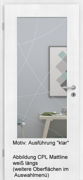 Tür mit Glasmotiv Sand 90 auf weißem Glas
