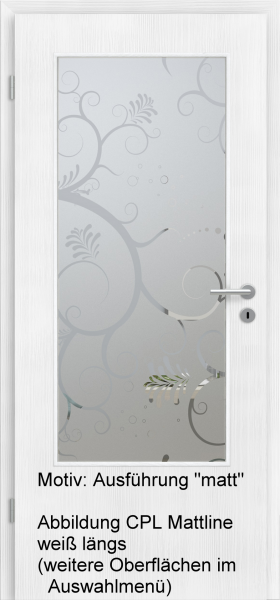 Tür mit Glasmotiv Sand 38 auf weißem Glas