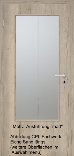 Tür mit Glasmotiv Sand 82 auf weißem Glas
