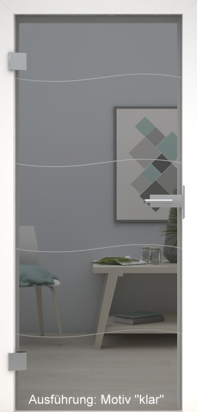 Ganzglastür grau mit Glasmotiv SAND 86