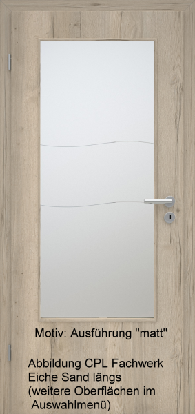 Tür mit Glasmotiv Sand 86 auf weißem Glas