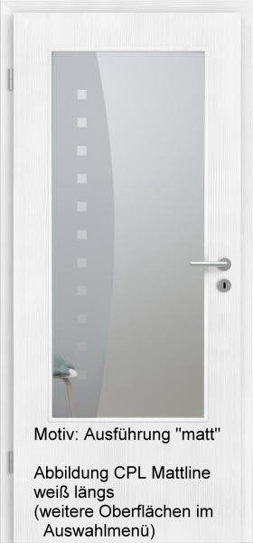 Tür mit Glasmotiv Sand 9 auf weißem Glas