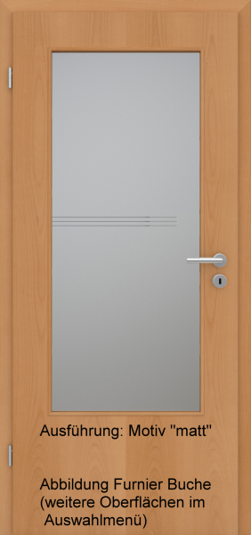 Tür Eckkante mit Glasmotiv Sand 81 auf grauem Glas