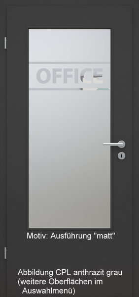 Tür mit Glasmotiv Sand 84 auf weißem Glas