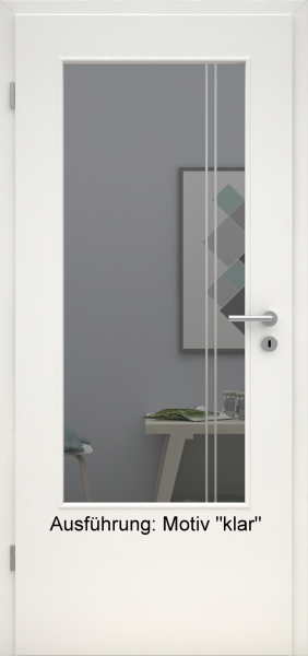 Tür mit Glasmotiv Sand 23 auf grauem Glas